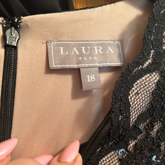 Lace & Sequin Full Length Evening Gown - Picture 6 of 8